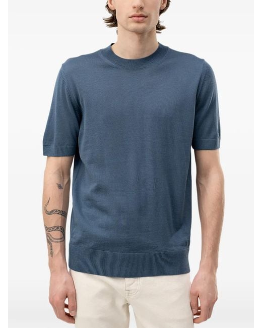 Boss Blue Pull À Bords Côtelés for men