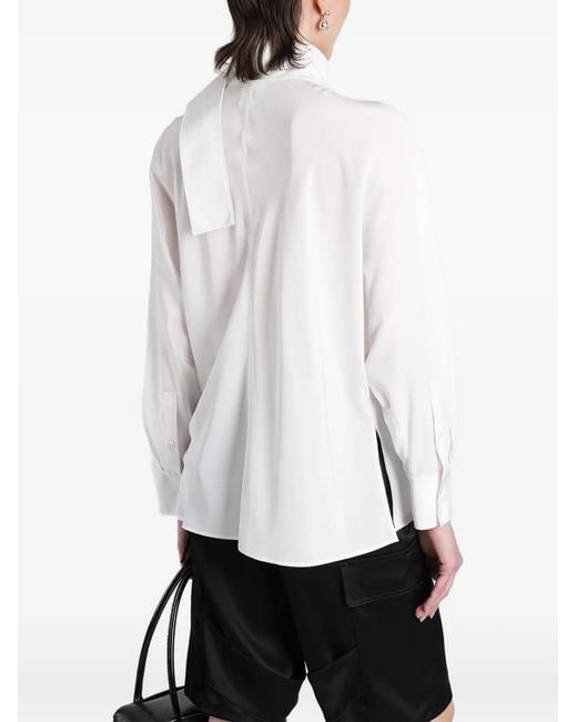 Courreges White Cut-Out High-Neck Blouse