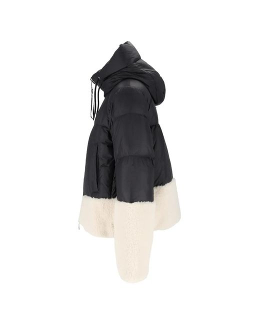 DUNO Black Contrast-Panel Padded Jacket