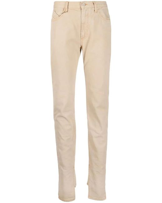 The Attico Natural Slit-Hem Straight-Leg Jeans