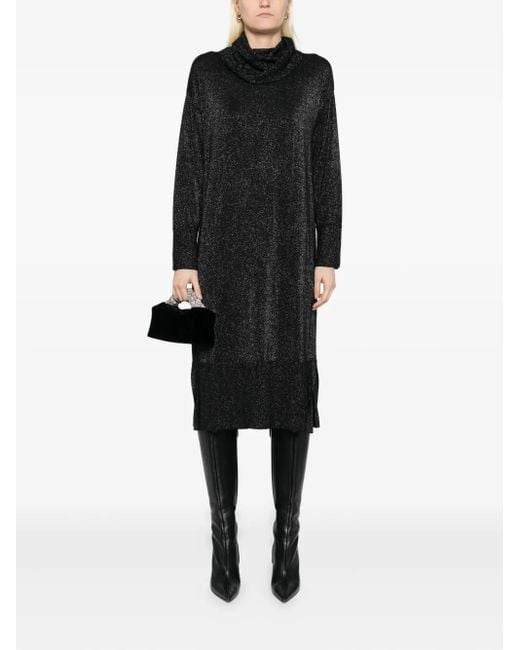 N.Peal Cashmere Black Roll-Neck Dress