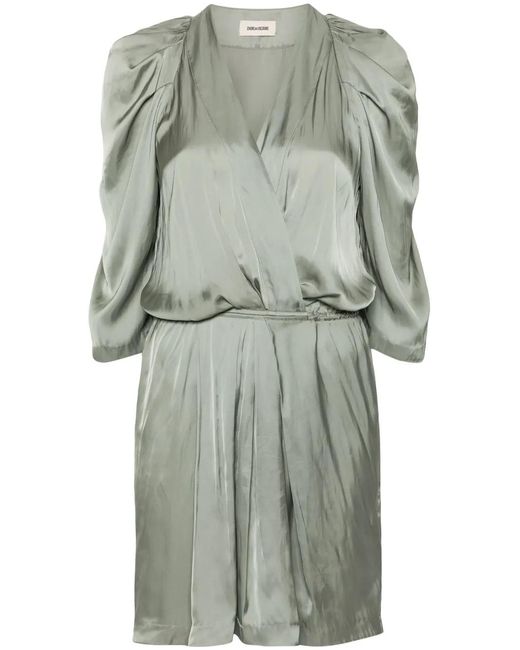 Zadig & Voltaire Gray Ruz Satin Minidress