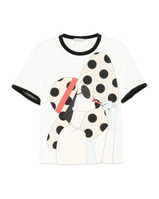 Alice + Olivia White Evan Staceface T-Shirt