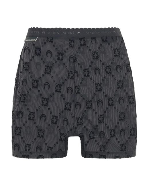 MARINE SERRE Gray Flock-Print Mesh Shorts