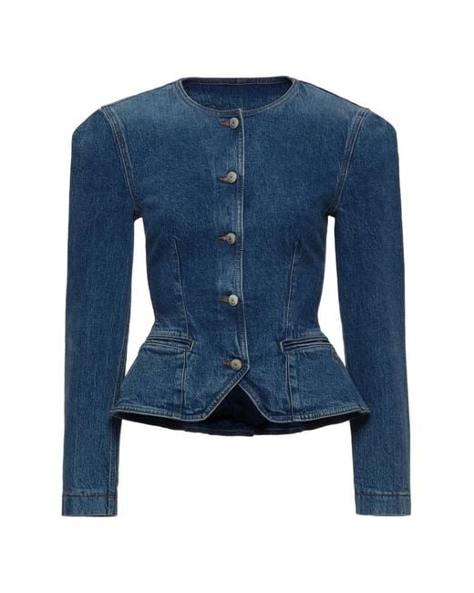 Magda Butrym Blue Peplum Denim Jacket