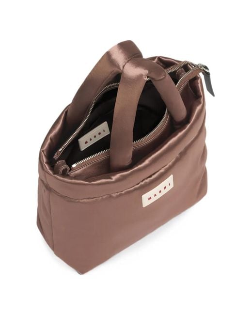 Marni Brown Puff East/West Tote Bag