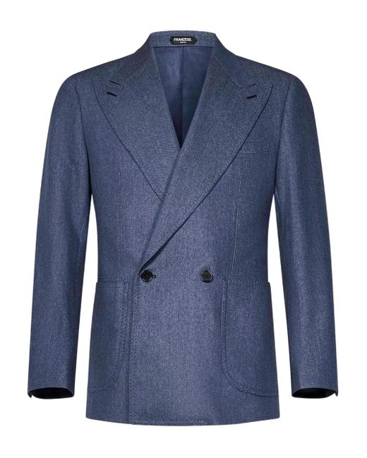 Franzese Collection Blue Virgin Wool Blazer for men