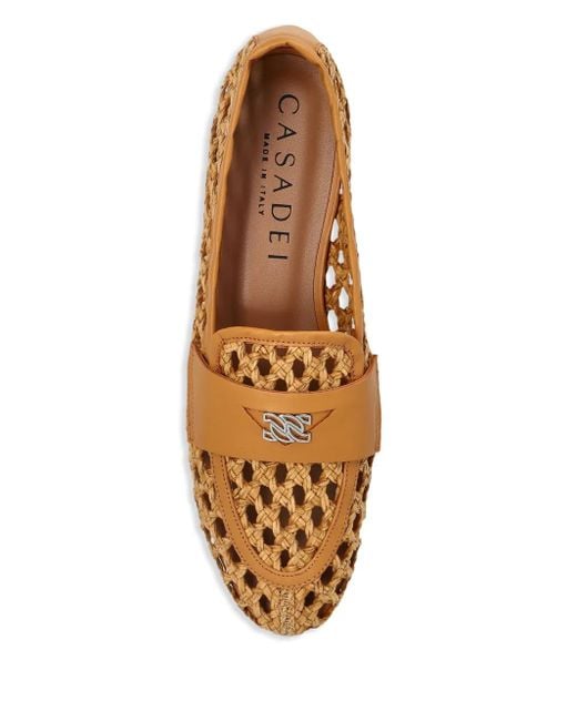 Casadei Brown Open-Detailed Loafers