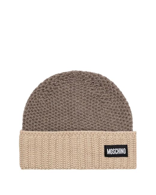 Moschino Brown Beanie Mit Logo-Patch