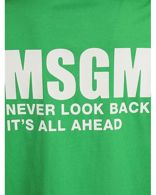 MSGM Green Logo-Print Cotton T-Shirt for men