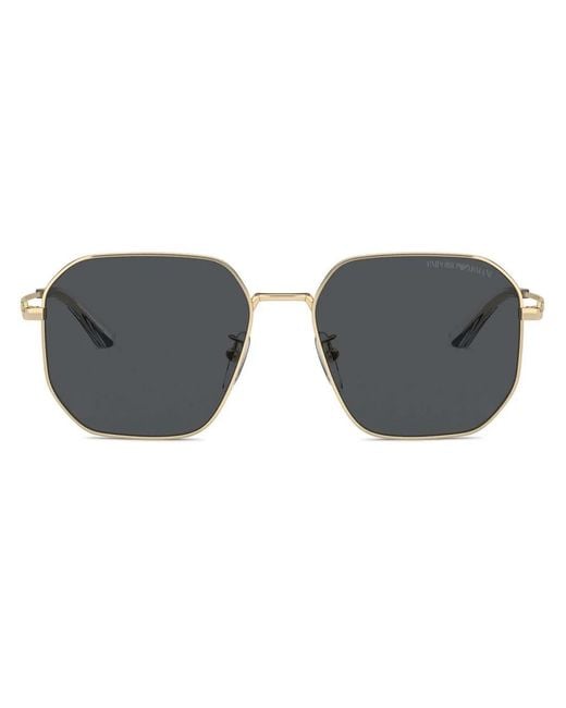 Emporio Armani Gray Geometric-Frame Sunglasses for men
