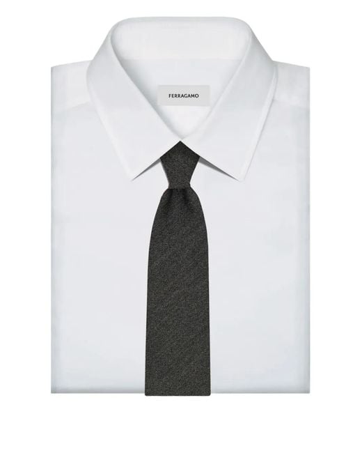 Ferragamo White Logo-Embroidered Tie for men