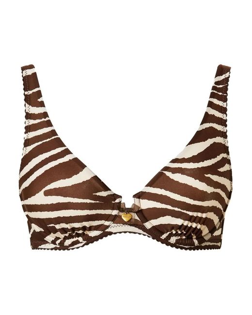 Twinset Brown Zebra-Print Underwire Bra