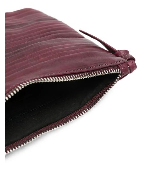 SOMMET Purple Country Rows Pleated Leather Shoulder Bag