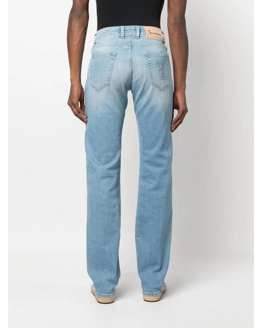 Billionaire Blue Mid Rise Straight Leg Jeans for men