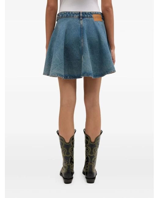 Ganni Blue Denim Miniskirt With A Washed-Out Effect