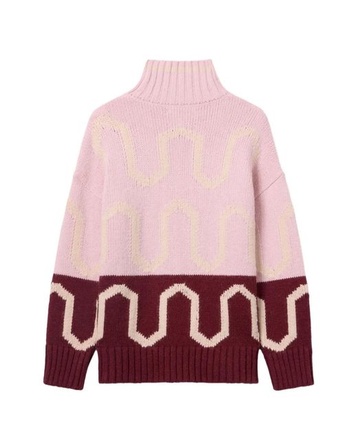 LaDoubleJ Pink Patterned Turtleneck Sweater