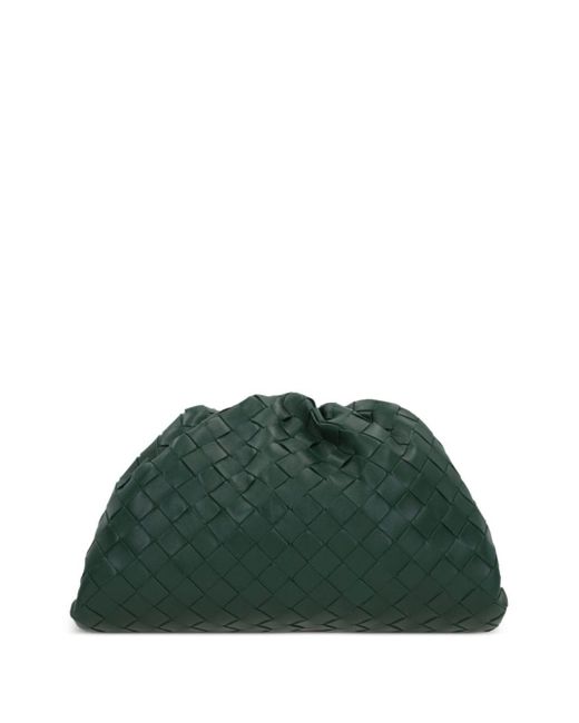 Bottega Veneta Green Intrecciato-weave Clutch Bag