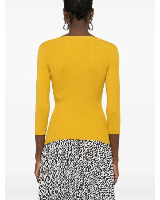 Elisabetta Franchi ネックレスディテール リブトップ Yellow