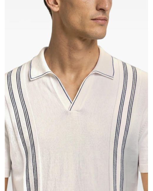 Orlebar Brown White Horton Stripe-Detailing Polo-Collar T-Shirt for men