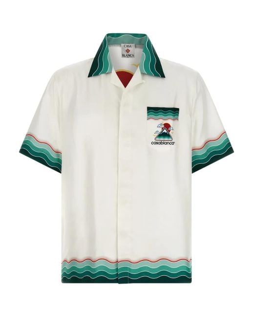 メンズ Casablanca Montagne Ondulée シルクシャツ Green