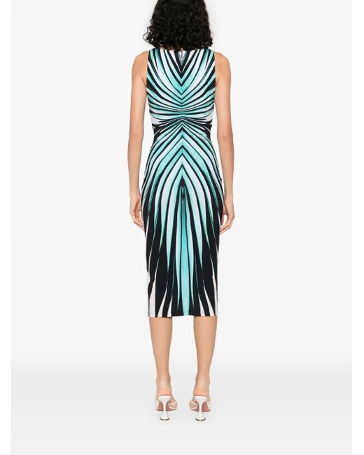 Abito Midi A Righe di Roberto Cavalli in Blue