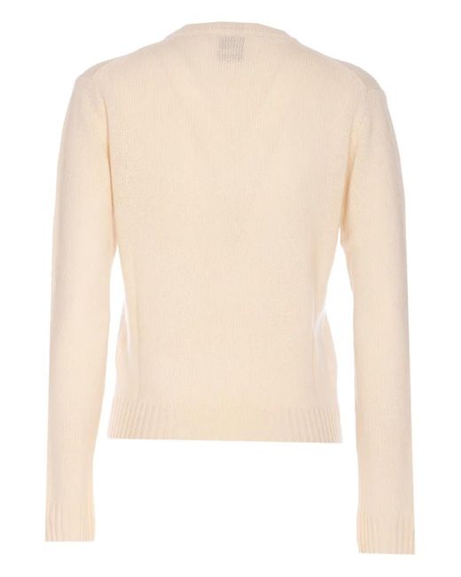 Allude Natural Ribbed Crew-Neck Sweater