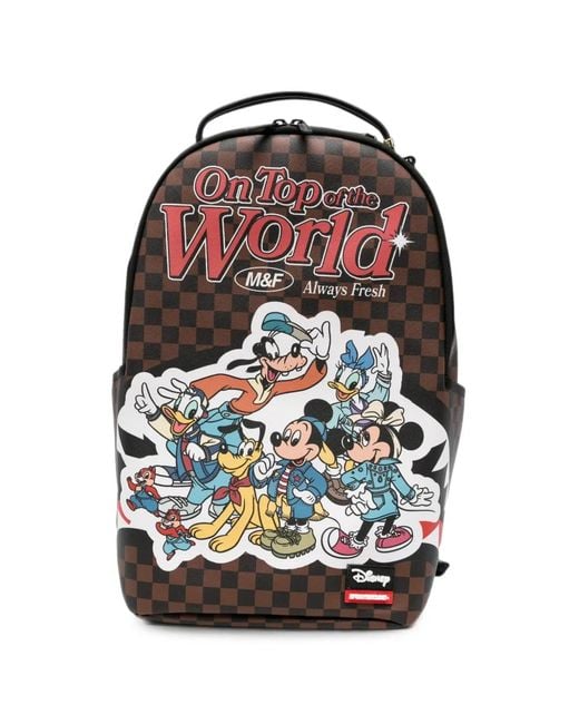 Sprayground Red Check-Print Disney Mickey & Friends Backpack for men