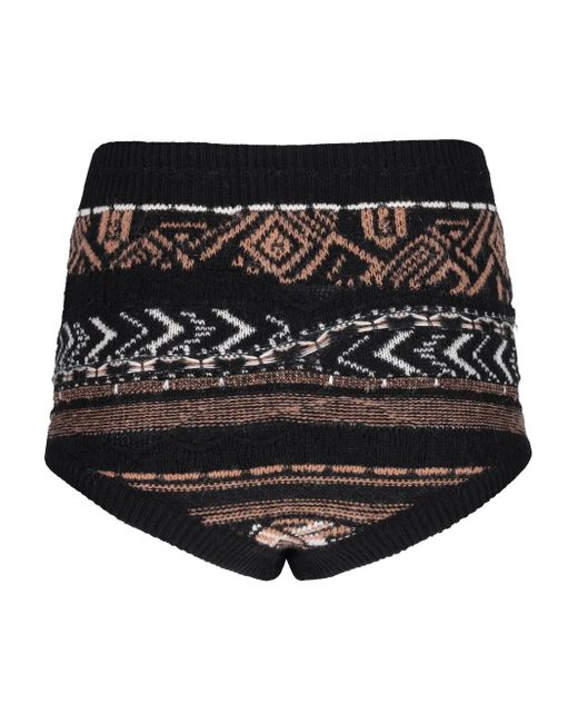 Laneus Black Knitted Patterned Culottes