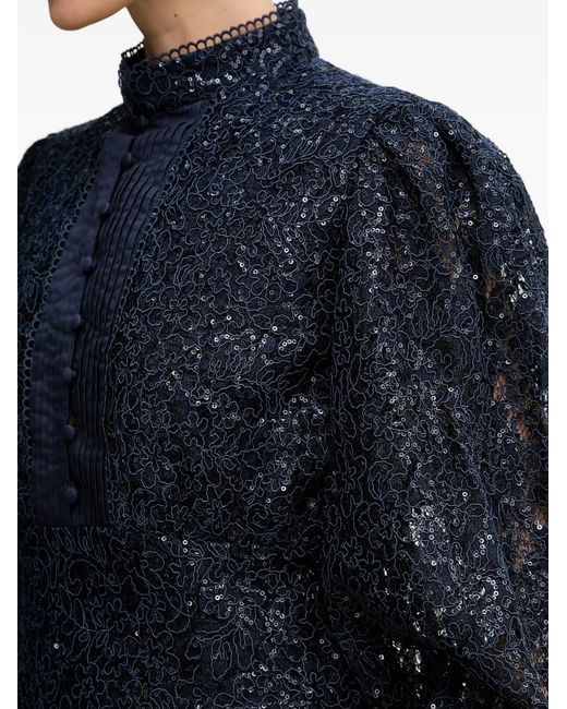 Bardot Blue Remy Sequin-Embellished Ruffled-Detail Mini Dress