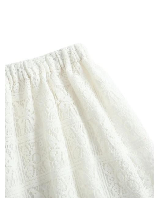 Into The East White Floral-Embroidered Trousers