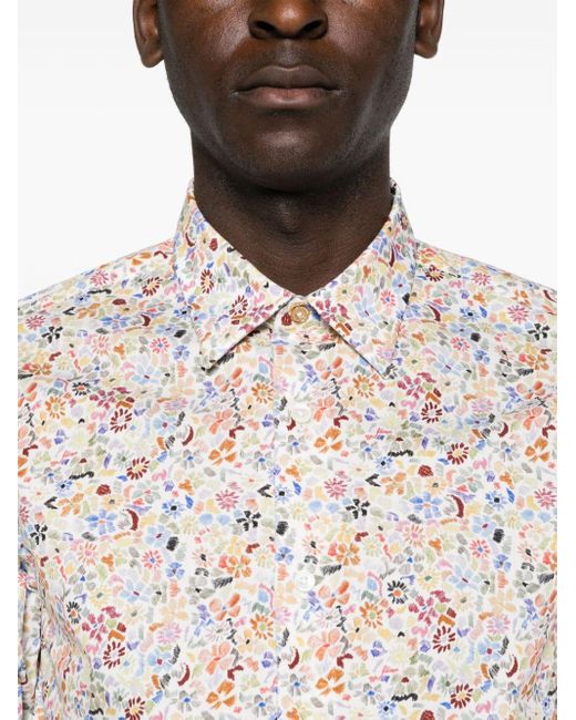 Paul Smith Natural Floral-print Organic Cotton Shirt for men
