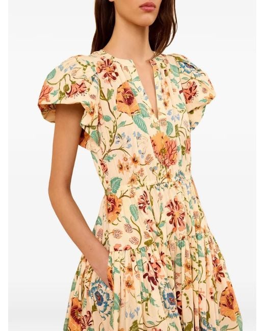 Ulla Johnson Metallic Marin Floral-Print Midi Dress