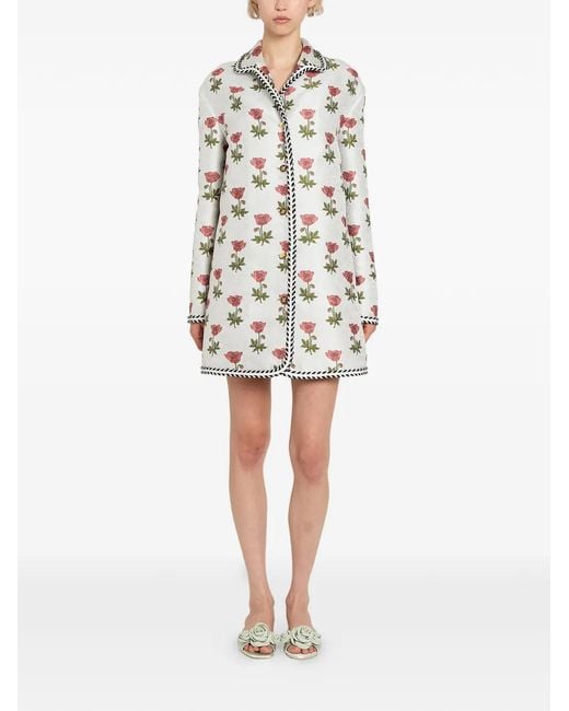 Giambattista Valli White Floral Button Coat