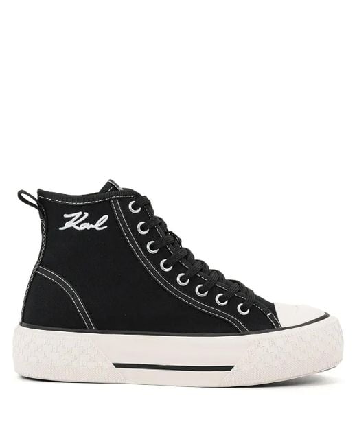 Karl Lagerfeld Black Lace-Up High-Top Sneakers