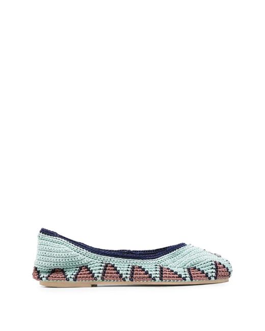 SLO_HAND_MADE White Crochet Ballet Flats