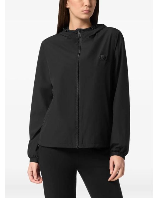 Philipp Plein Black Logo-Patch Hoodie