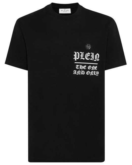 Philipp Plein Black Graphic-Print Cotton T-Shirt for men