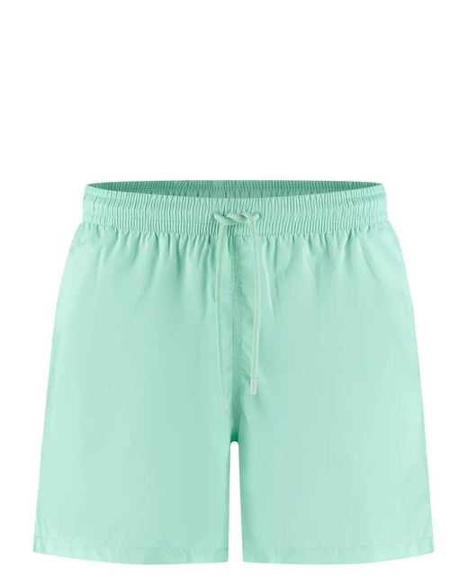 Fedeli Green Logo-Patch Swim Shorts for men