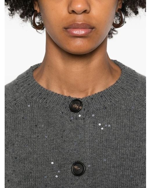 Brunello Cucinelli Vest Verfraaid Met Pailletten En Knoop in het Gray