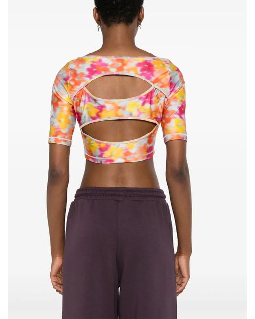 Adidas By Stella McCartney Pink Abstract-Print Crop Top