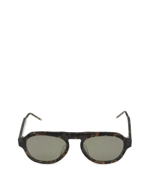 Thom Browne Brown Tortoiseshell-Effect Geometric-Frame Sunglasses