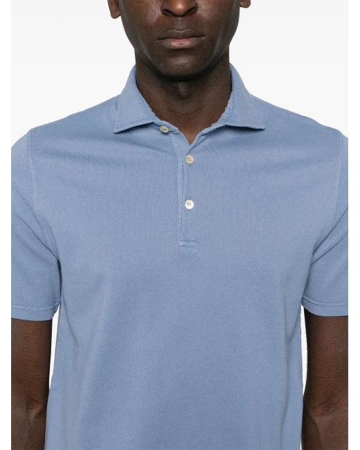 Fedeli Blue Piqué Polo Shirt for men