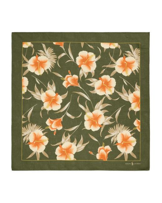 Polo Ralph Lauren Green Floral-Print Silk Bandana for men