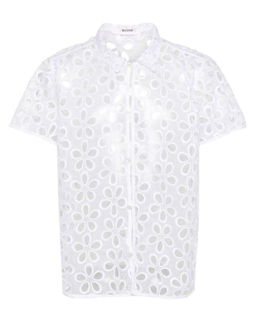 Bode White Primrose Floral-Lace Shirt for men