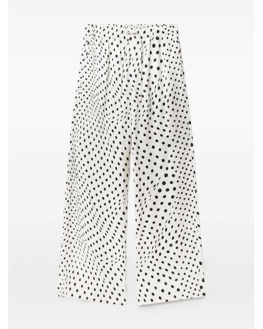 Stella McCartney White Polka-Dot Drawstring-Waist Trousers