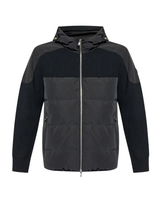 Moose Knuckles Blue Ribbed-Panel Quilted Padded Jacket for men