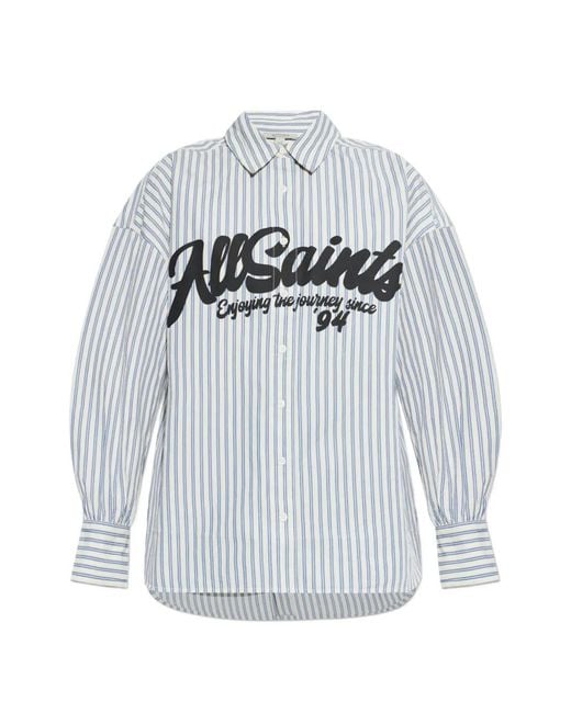 AllSaints Gestreept Blouse in het Gray