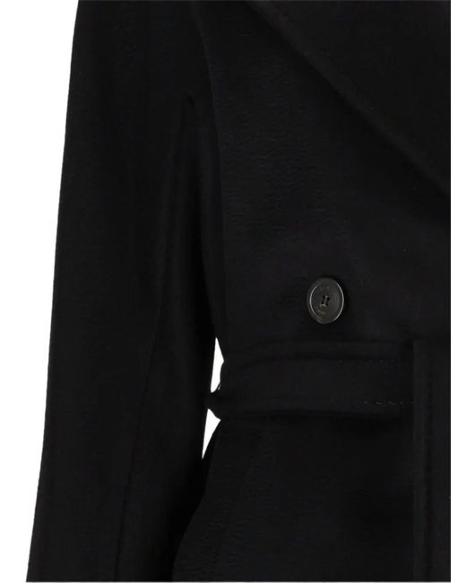 Weekend by Maxmara Black Manteau Croisé À Taille Ceinturée