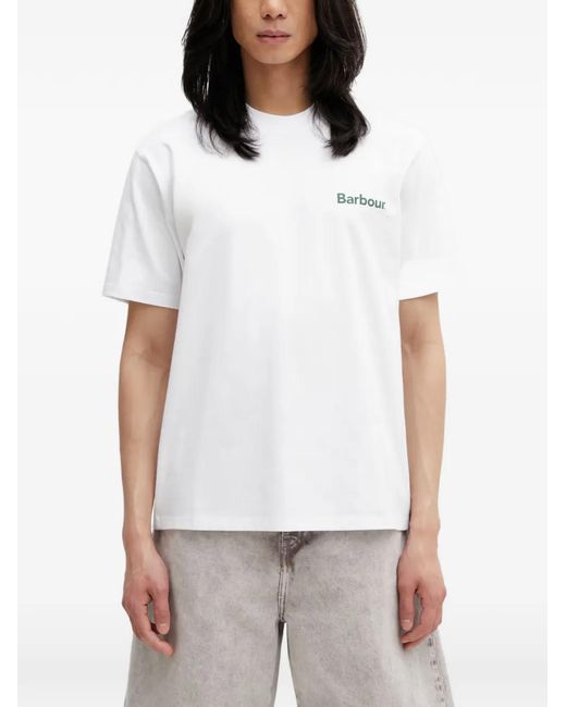 Barbour White Logo-Print T-Shirt for men